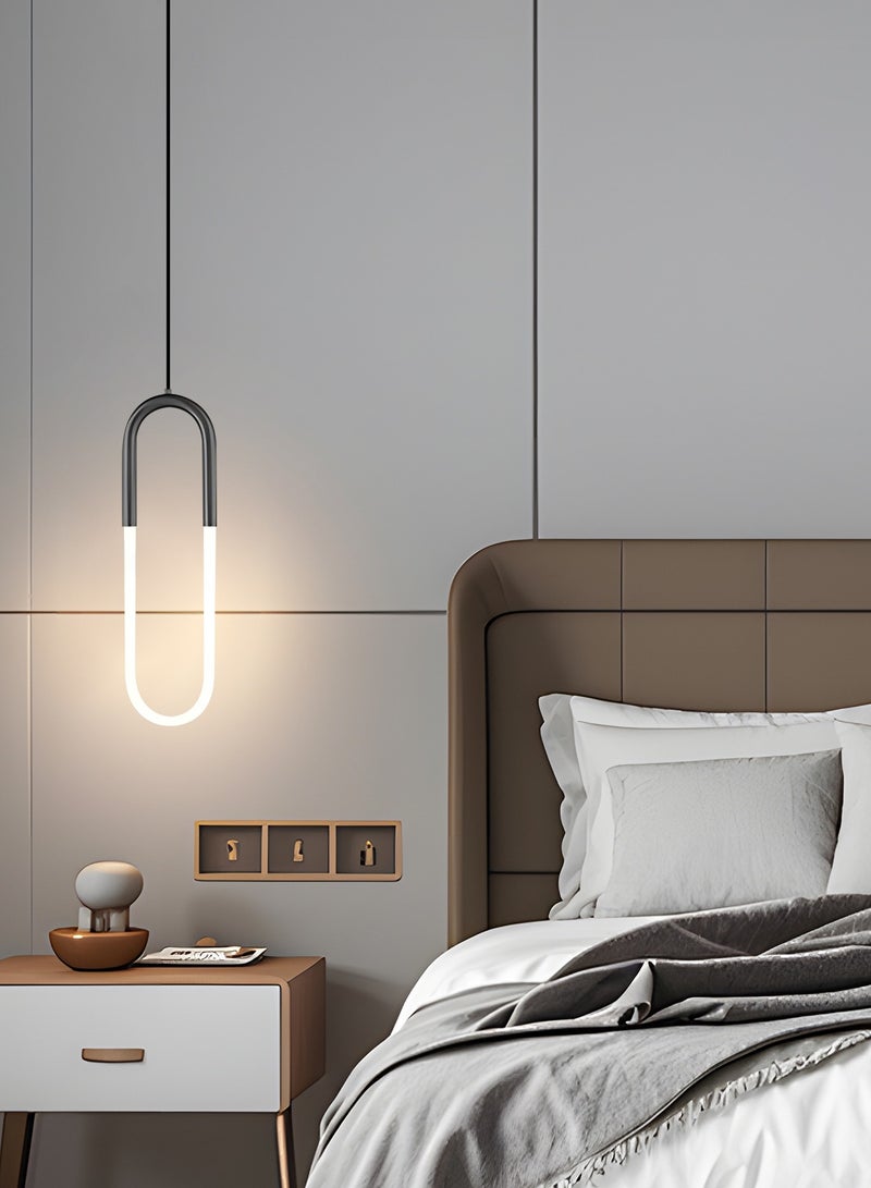 YATAI LIGHTING مصباح معلق LED حديث، مصباح بيضاوي أسود مع LED دافئ أبيض 4500K، 14W ارتفاع قابل للتعديل، معدات وأكريليك، مثالي لطاولة الطعام بجانب السرير وجزيرة المطبخ - Image 4