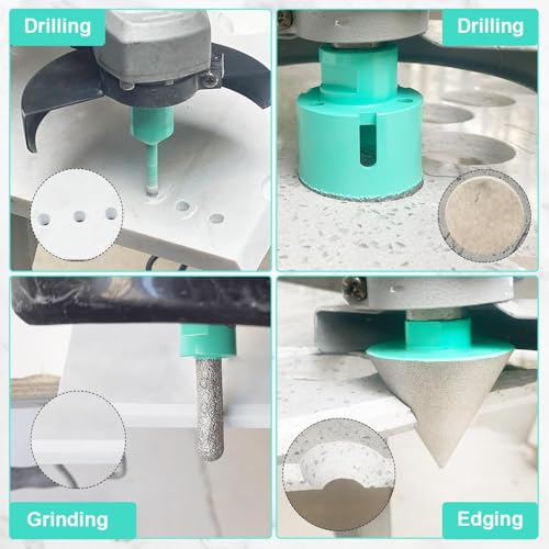 LEKOMESH Diamond Hole Saw Kit - 10PCS Tile Core Drill Bits Set for Porcelain Ceramic Granite Marble, Includes 6-65mm Bits, Finger Bit, Chamfer Bit & Adapter, 5/8"-11 Thread - Image 4