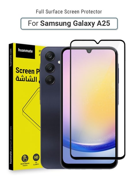 Samsung Galaxy A25 Screen Protector – Premium Edge to Edge Tempered Glass, High Transparency, Delicate Touch, Anti-Explosion, Smooth Arc Edges, Easy Installation