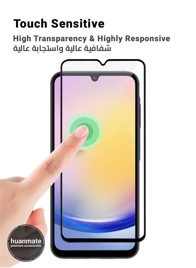 Samsung Galaxy A25 Screen Protector – Premium Edge to Edge Tempered Glass, High Transparency, Delicate Touch, Anti-Explosion, Smooth Arc Edges, Easy Installation