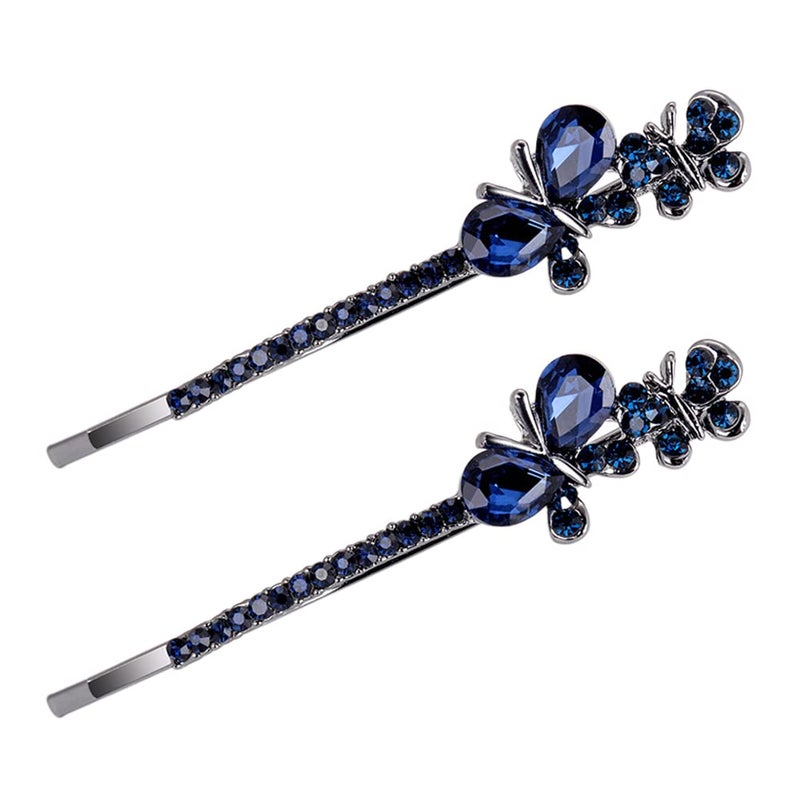 Ruihfas 1 Pair Fashion Crystal Rhinestone Bobby Pins Bow Square Love Hair Pins Clips Accessories for Women Girls Butterfly