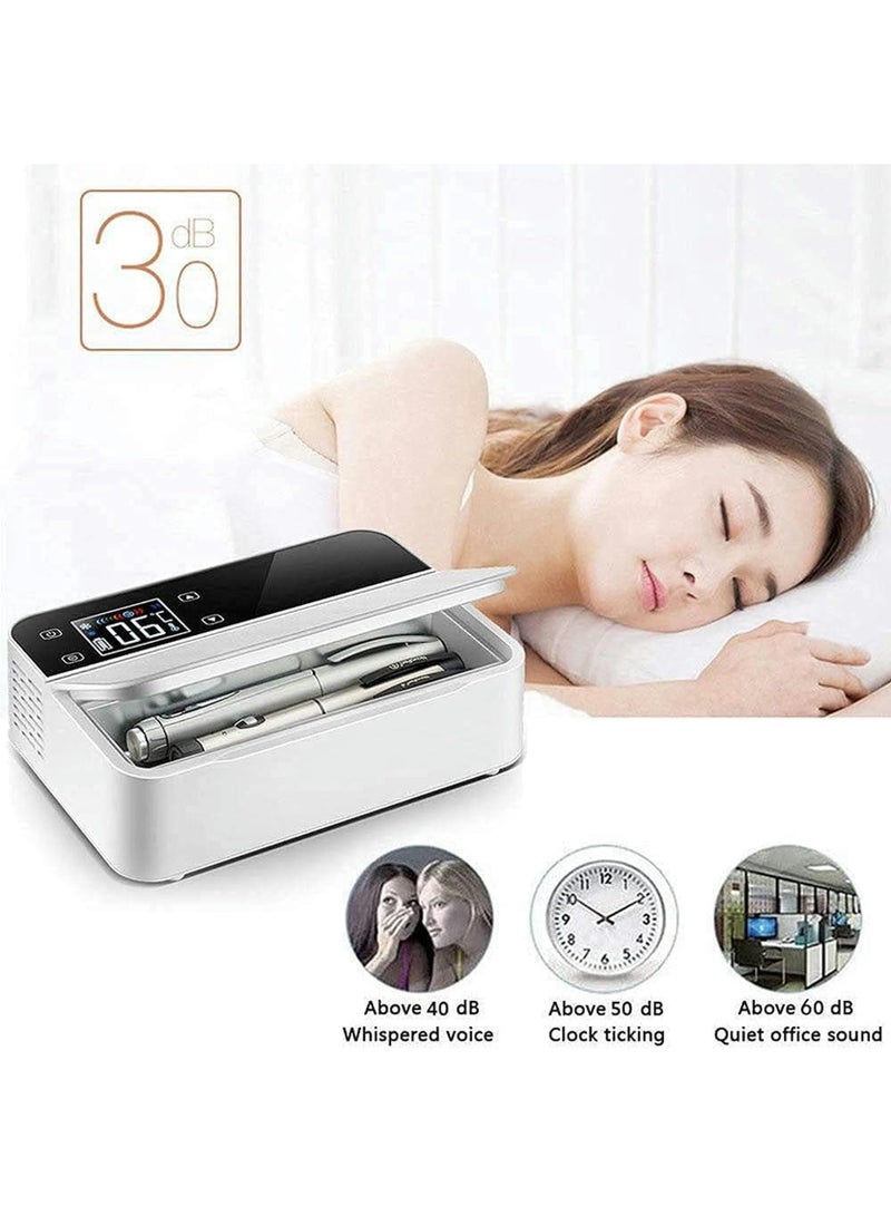 والالا صندوق تبريد الأنسولين، ثلاجة محمولة لحفظ الأدوية، درجة حرارة من 0 إلى 8 درجات مئوية، مناسبة للسفر والسيارة، قابلة للاستخدام لمدة 8 ساعات، حافظة تبريد الأنسولين، بنك طاقة/سيارة/منزل/بطارية، 1 بطاريات، لون أبيض. - Image 2