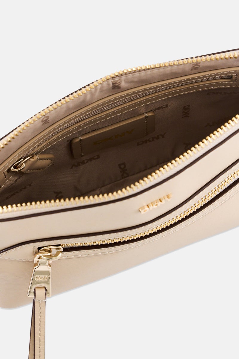 DKNY Women Brand Logo Chelsea Dome Cross Body Bag, Beige - Image 2