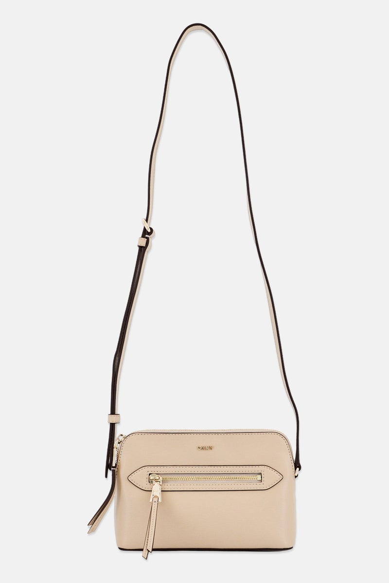 DKNY Women Brand Logo Chelsea Dome Cross Body Bag, Beige - Image 1