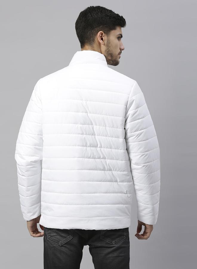 Dennis Lingo White Regular Fit Men's Solid Polyester Jacket with Spread Collar and Full Sleeves  - Image 5