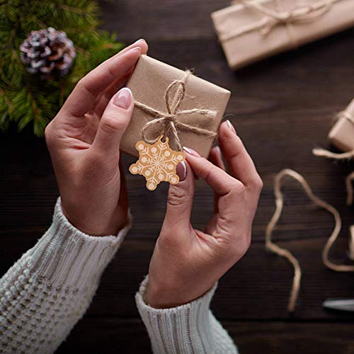 VEYLIN 100Pcs Christmas Kraft Paper Gift Tags with Ribbon, Xmas Holiday Present Wrap Card for Christmas Party Favor - Image 5