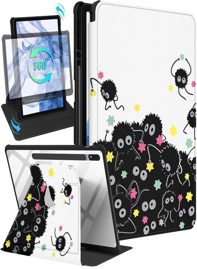 Wazzasoft for Samsung Galaxy Tab S7 Fe/S7 Plus/S8 Plus Case 12.4 Inch Folio Cover Pencil Holder Women Girls Cute Girly Cartoon Unique Design Rotating Tablet S8 Plus 2022/S7 Plus 2021/S7 FE 5G Cases - Image 1