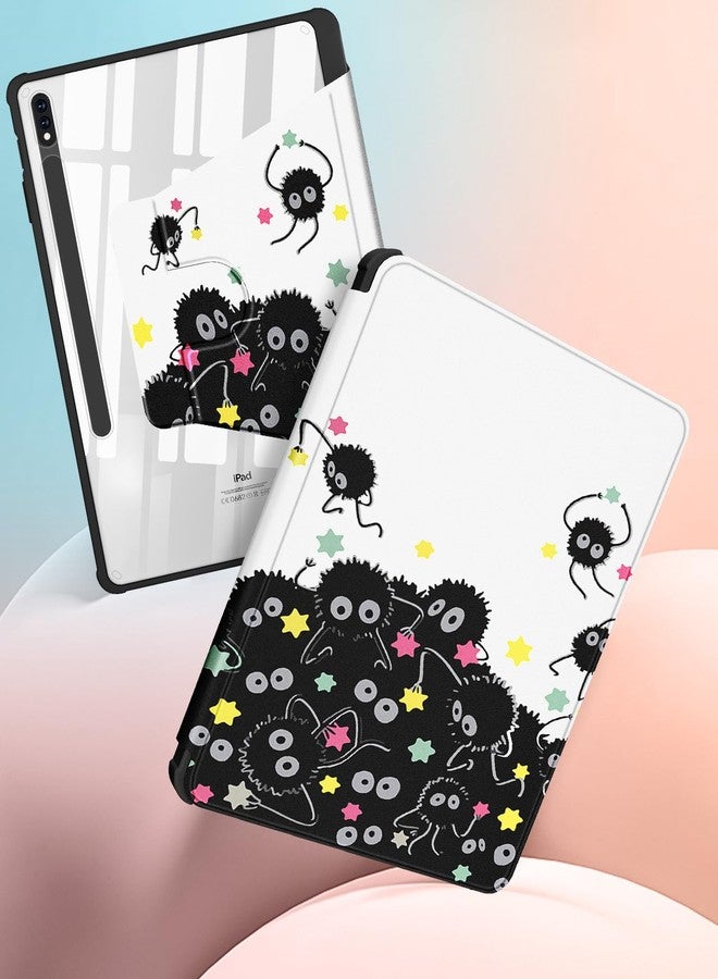 Wazzasoft for Samsung Galaxy Tab S7 Fe/S7 Plus/S8 Plus Case 12.4 Inch Folio Cover Pencil Holder Women Girls Cute Girly Cartoon Unique Design Rotating Tablet S8 Plus 2022/S7 Plus 2021/S7 FE 5G Cases - Image 4