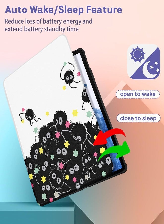 Wazzasoft for Samsung Galaxy Tab S7 Fe/S7 Plus/S8 Plus Case 12.4 Inch Folio Cover Pencil Holder Women Girls Cute Girly Cartoon Unique Design Rotating Tablet S8 Plus 2022/S7 Plus 2021/S7 FE 5G Cases - Image 5