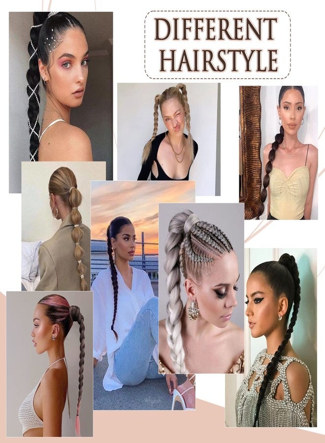 بارسدار وصلة شعر بارسدار، ذيل حصان مضفر بطول 30 بوصة مع ربطة شعر - وصلات شعر ذيل حصان مضفر رمادي متدرج ناعم ومستقيم - قطع شعر ذيل حصان صناعية للنساء - أسود متدرج رمادي - Image 5