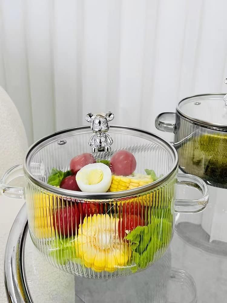 MIVANA 1600 ML Glass Casserole Deep Round - Oven and Microwave Safe Serving Bowl with Glass Lid (1-pc, 1600ML- Handle with Lining) - Image 2