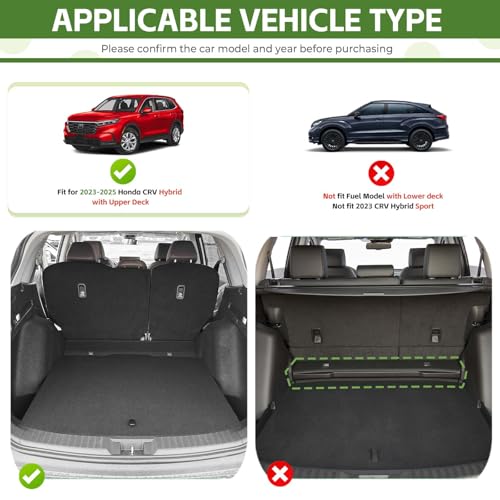 Qyebbk Cargo Liners for 2023-2025 Honda CRV CR-V Trunk Mat with Seat Back Cover Accessories, All Weather Rear Cargo Mat Backrest Protector(Only for Upper Deck) - Image 2