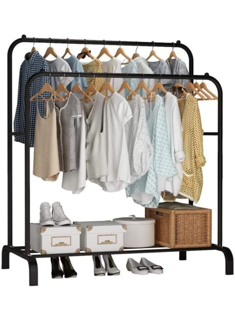 general Clothes Rack with Double Rods 110cm, Metal Garment Rack Coat Rack Shoes Rack, Clothes Rail Stand, Multipurpose Clothes Hanger Organizer - Image 1