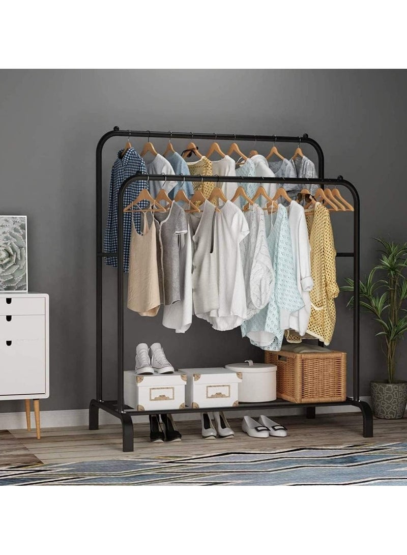 general Clothes Rack with Double Rods 110cm, Metal Garment Rack Coat Rack Shoes Rack, Clothes Rail Stand, Multipurpose Clothes Hanger Organizer - Image 4