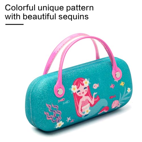Face Shadow Kids Girls Glasses Case Eyeglass Case Various Pattern Hard Shell with Handle - Little Mermaid - Image 2