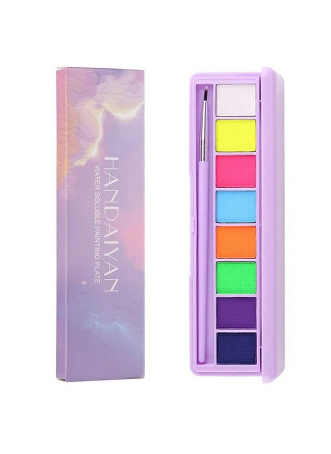 8 Colors Water Activated Eyeliner Palettehighly Pigmented Bright Vibrant Fluorescent Rainbow Colorful Face And Body Paint Makeupmatte And Uv Glow Graphic Eyelinerwith Eyeliner Brush 01