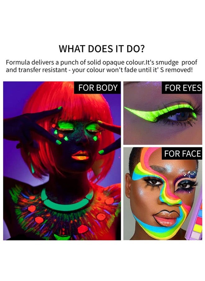 8 Colors Water Activated Eyeliner Palettehighly Pigmented Bright Vibrant Fluorescent Rainbow Colorful Face And Body Paint Makeupmatte And Uv Glow Graphic Eyelinerwith Eyeliner Brush 01