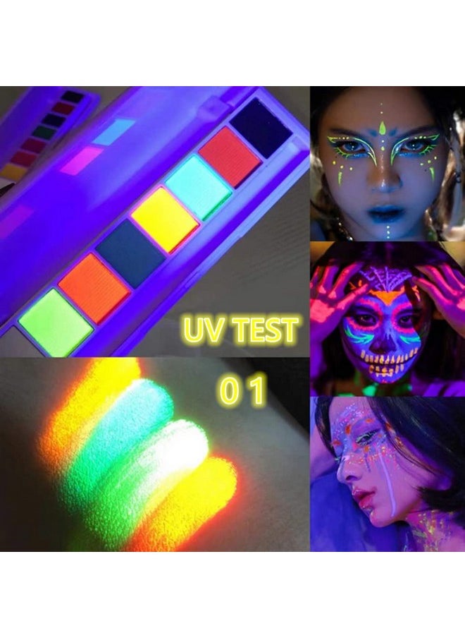 8 Colors Water Activated Eyeliner Palettehighly Pigmented Bright Vibrant Fluorescent Rainbow Colorful Face And Body Paint Makeupmatte And Uv Glow Graphic Eyelinerwith Eyeliner Brush 01