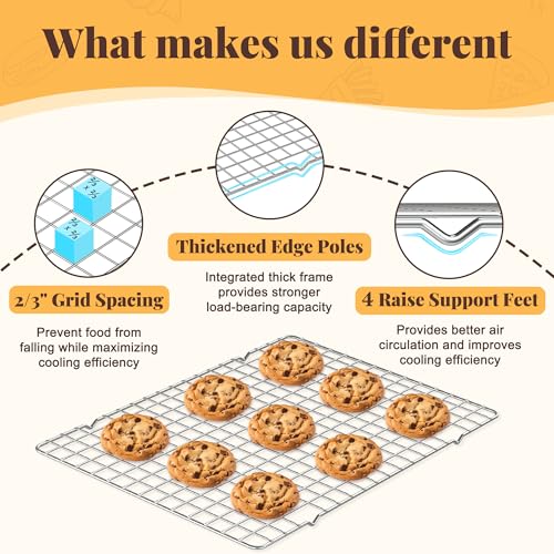 LIEMAND Cooling Racks for Cooking and Baking - 2 PCS 10" x 15" Grid Wire Baking Rack for Oven Cooking, Baking, Grilling, Roasting - Dishwasher Safe Bacon Rack - Fits Jelly Roll Cookie Sheet Pan - Image 3