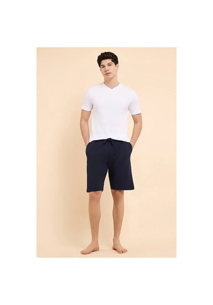 أر أند بي Solid Lounge Shorts with Drawstring Waist