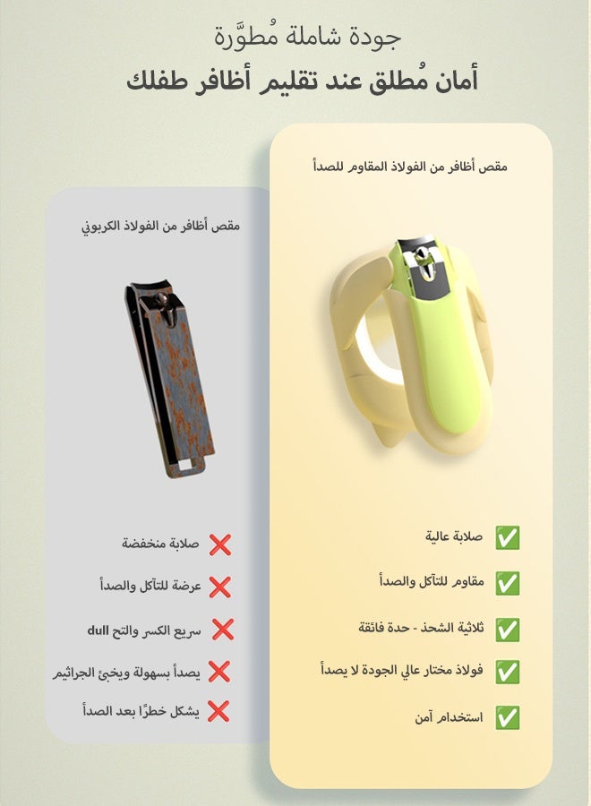 KSYN KO-KO العربية: مجموعة مقص أظافر مضيء للرضع بمصابيح LED: مضاد للتناثر، مزود بمكبر، من الفولاذ المقاوم للصدأ، مرفق معه مبرد أظافر - Image 5