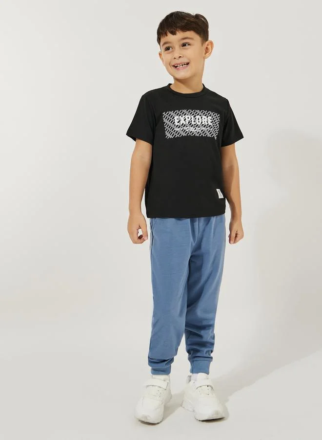 Styli Graphic Print T-Shirt & Plain Joggers Set