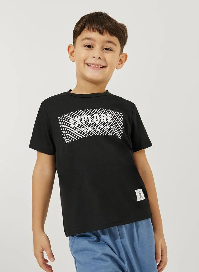 Styli Graphic Print T-Shirt & Plain Joggers Set
