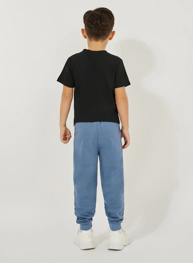 Styli Graphic Print T-Shirt & Plain Joggers Set