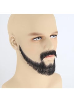ZigZag Hair ZigZag Hair Face Beard Extension Human Hair Mustache Black Costume Fake Beard for Adults Men Realistic Makeup Lace Invisible False Beards Black Beard 6 