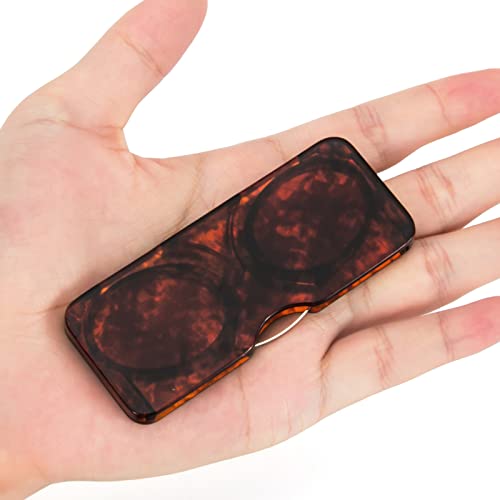 REAVEE 2 Pack Pinch Nose Clip on Reading Glasses Armless for Men Women, No Temple Slim Compact Readers Ultra Thin with Mini Portable Case, Black and Tortoise +1.0 - Image 4