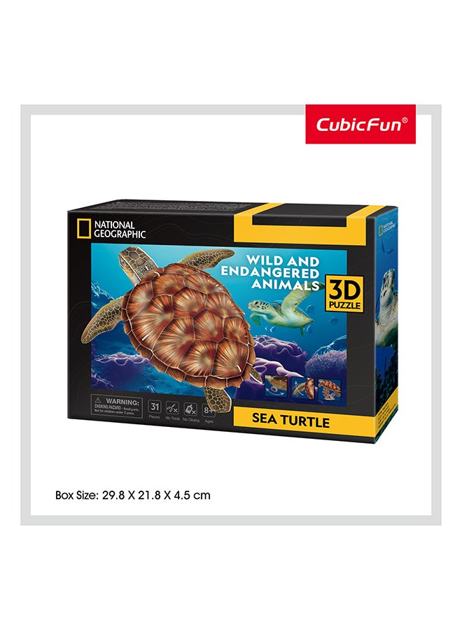 CubicFun National Geographic 3D Puzzle Sea Turtle 31 Pieces - Wild And Endangered Animals, For 8 Years+ - Image 2
