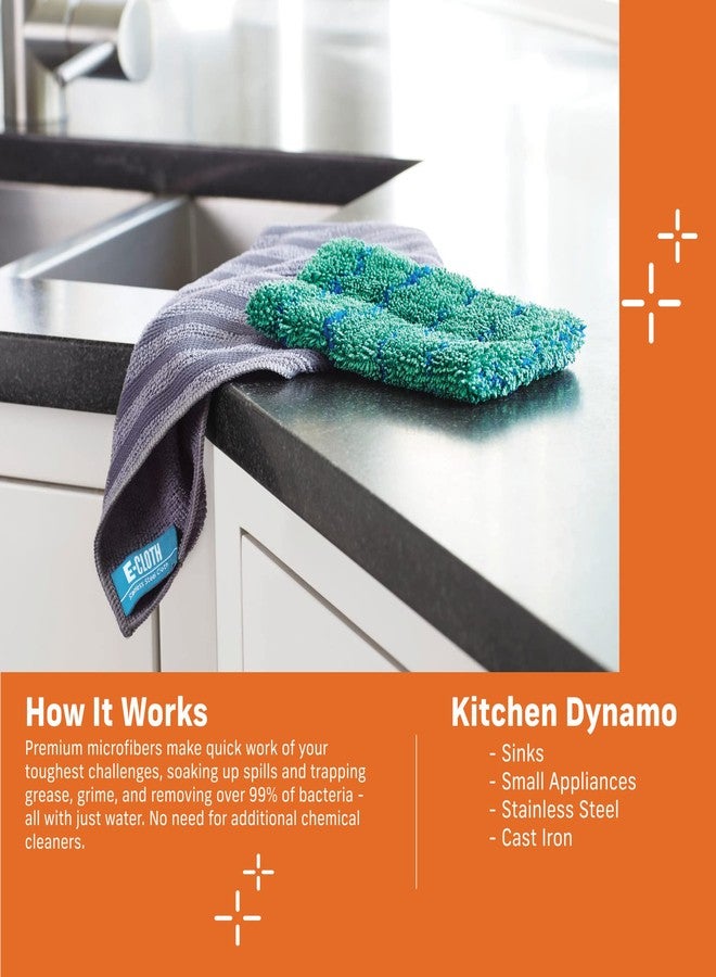 E-Cloth Kitchen Dynamo, Premium Microfiber Non-Scratch Kitchen Dish Scrubber Sponge, Ideal for Dish, Sink and Countertop Cleaning, 100 Wash Guarantee, Green, 2 Pack - Image 2