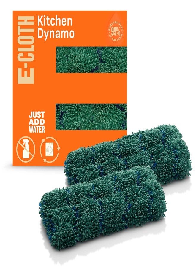 E-Cloth Kitchen Dynamo, Premium Microfiber Non-Scratch Kitchen Dish Scrubber Sponge, Ideal for Dish, Sink and Countertop Cleaning, 100 Wash Guarantee, Green, 2 Pack - Image 1