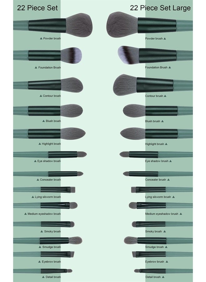 Koccido Makeup Brushes 22 Pcs Makeup Kit,Foundation Brush Eyeshadow Brush Make up Brushes Set (Green, 22 Piece Set) - Image 3