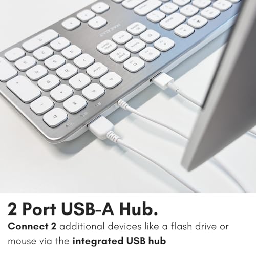MACALLY لوحة مفاتيح ماكالي السلكية لجهاز ماك مع منافذ USB للفأرة - لوحة مفاتيح متوافقة مع آبل لجهاز ماك بوك برو/إير، آي ماك - إطار من الألمنيوم - Image 2