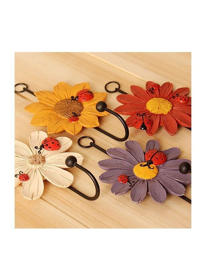 NIBEMINENT 4-Piece Qiangtie Flower Pattern Wall Hooks Red/Beige/Yellow 6inch  - Image 2