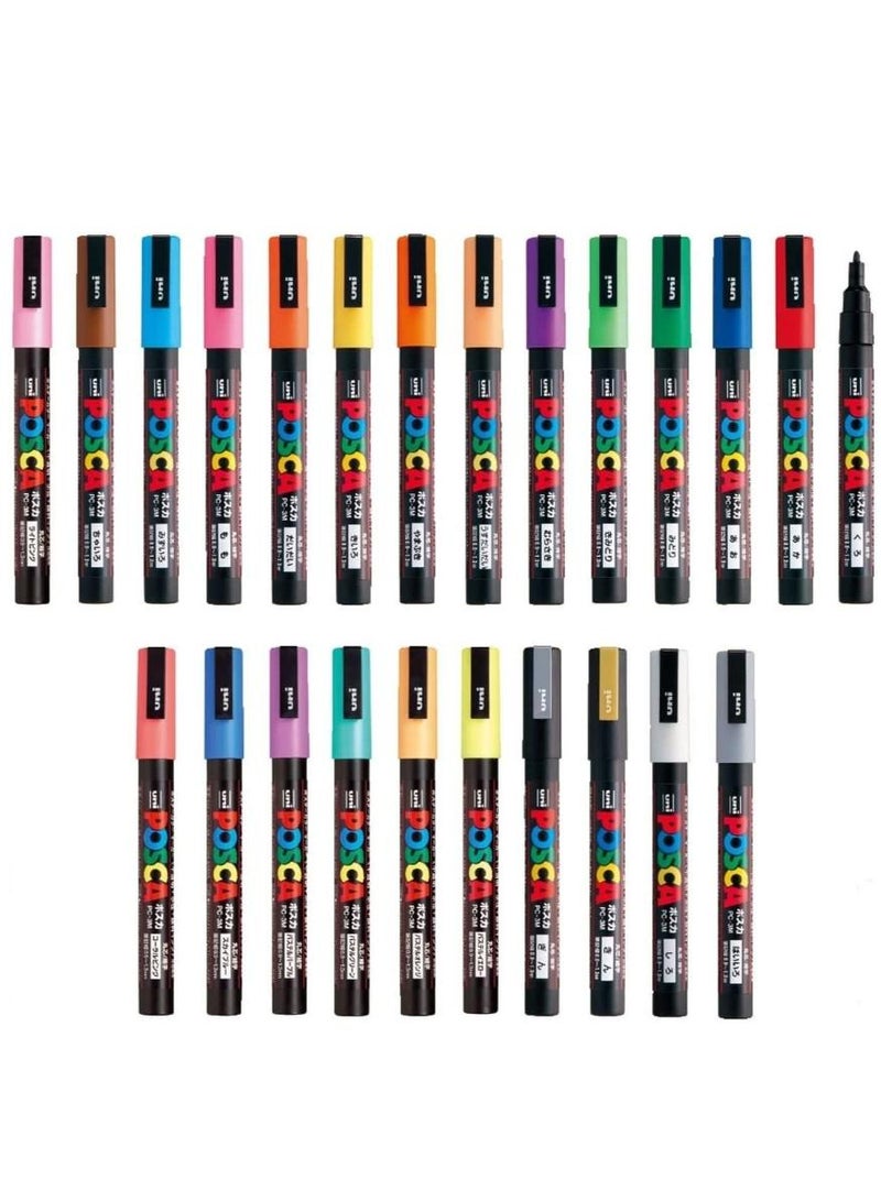 POSCA 24 Colors Paint Marker Set, PC-3M 0.9-1.3mm for Rock Painting, Fabric, Glass, Metal, and Graffiti - Image 2