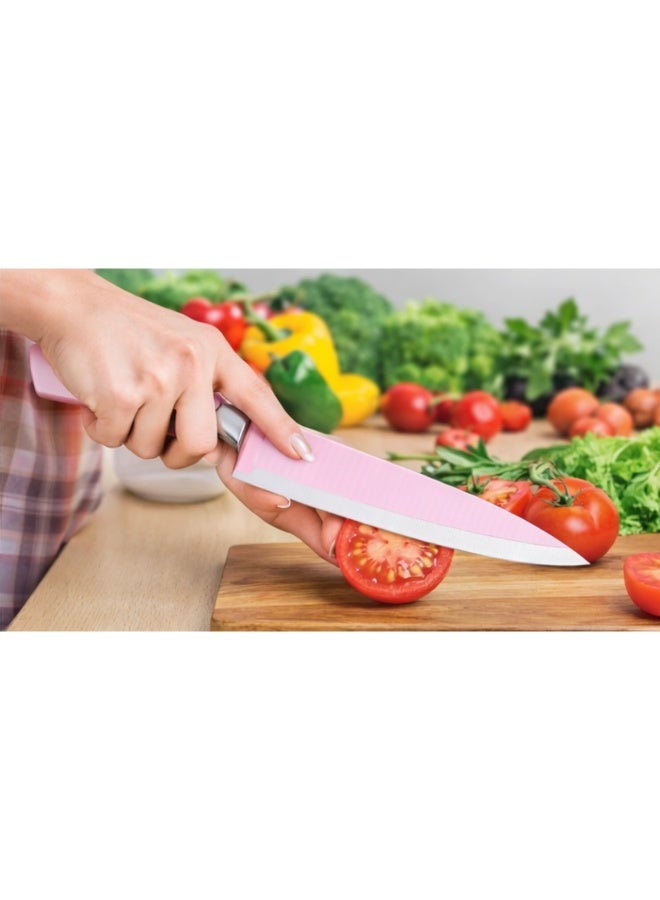 Tradeo Premium 8-Piece Pink Kitchen Knife Set – Stainless Steel Blades with Ergonomic Handles & Essential Kitchen Tools - Image 4