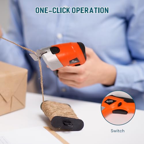VLOXO Cordless Electric Scissors, Cardboard Cutter Electric Fabric Scissors Box Cutter with Blades Rechargeable Powerful Fabric Cutter for Crafts Leather Carboard Carpet Plastic Felt with Case Orange - Image 3