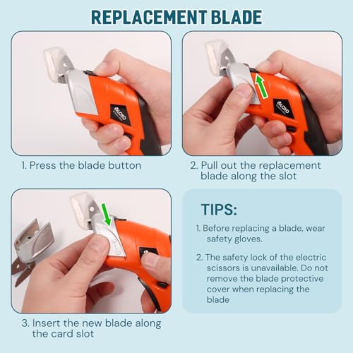 VLOXO Cordless Electric Scissors, Cardboard Cutter Electric Fabric Scissors Box Cutter with Blades Rechargeable Powerful Fabric Cutter for Crafts Leather Carboard Carpet Plastic Felt with Case Orange - Image 4