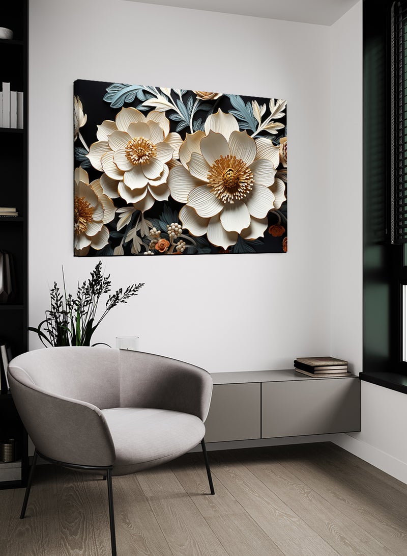 لوحة كانفاس على إطار خشبي بتصميم زهور انيقة - Image 2