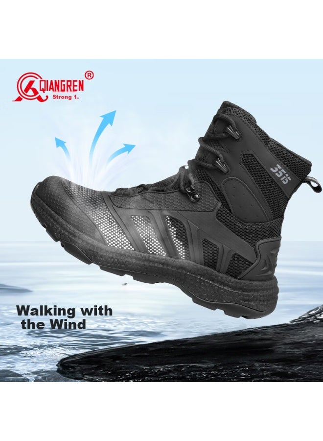 Strongman Qiangren Anti-stab Men's Boots 3515 Breathable Shock-absorbing Combat Boots Water-resistant Outdoor Training Boots Jds79xl Summer Edition Size 43 - Image 2