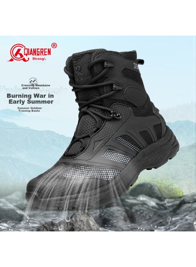 Strongman Qiangren Anti-stab Men's Boots 3515 Breathable Shock-absorbing Combat Boots Water-resistant Outdoor Training Boots Jds79xl Summer Edition Size 43 - Image 1