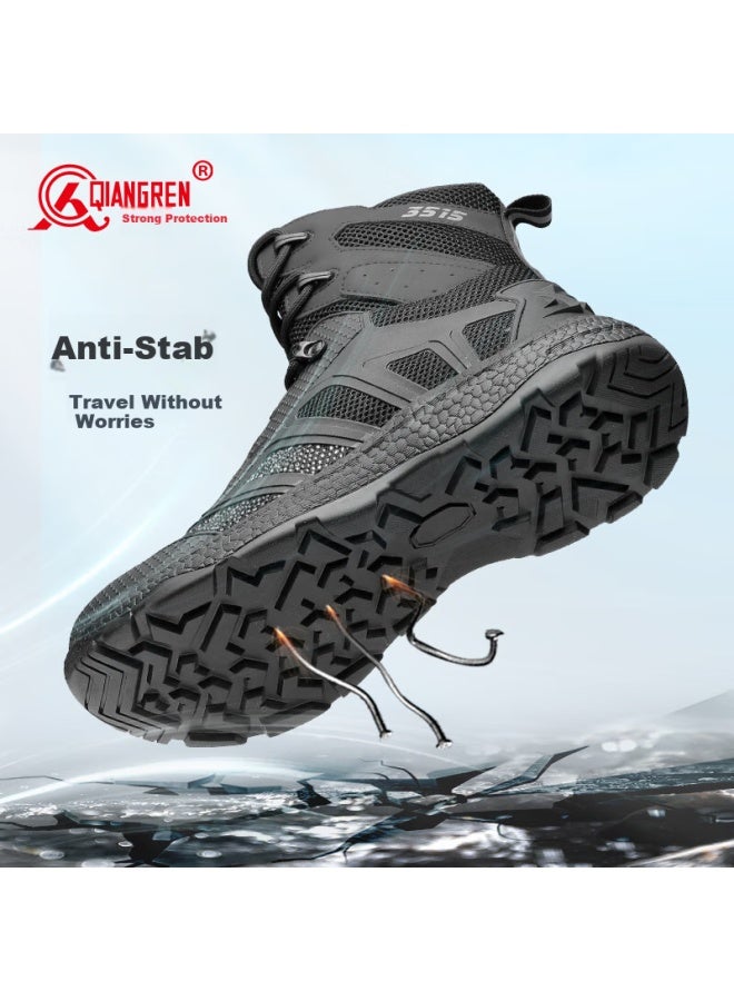 Strongman Qiangren Anti-stab Men's Boots 3515 Breathable Shock-absorbing Combat Boots Water-resistant Outdoor Training Boots Jds79xl Summer Edition Size 43 - Image 4