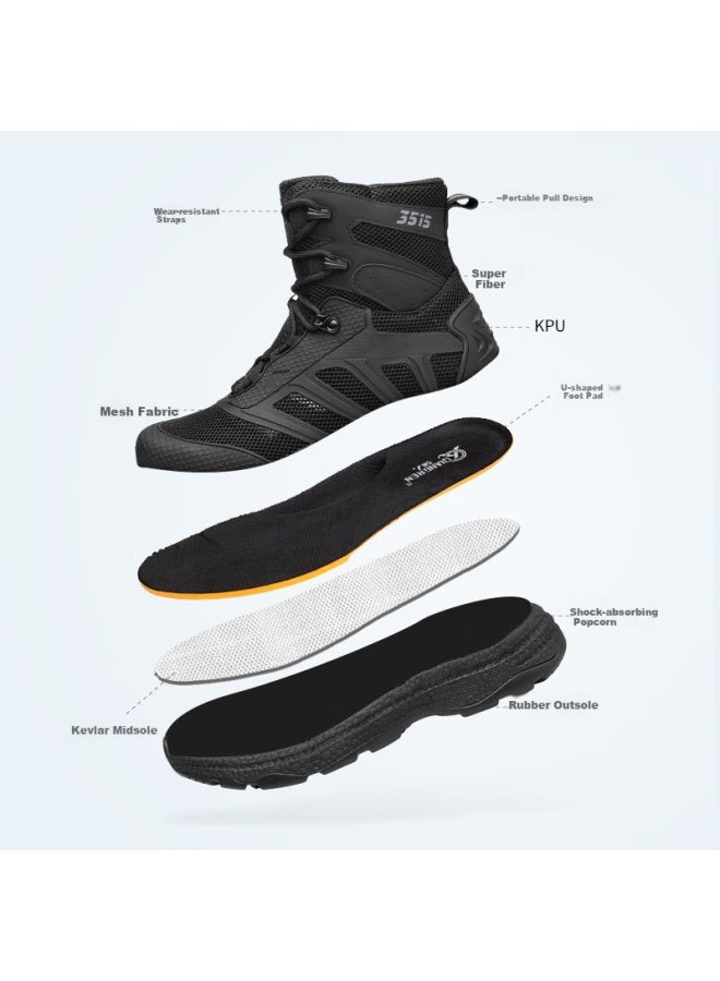 Strongman Qiangren Anti-stab Men's Boots 3515 Breathable Shock-absorbing Combat Boots Water-resistant Outdoor Training Boots Jds79xl Summer Edition Size 43 - Image 5
