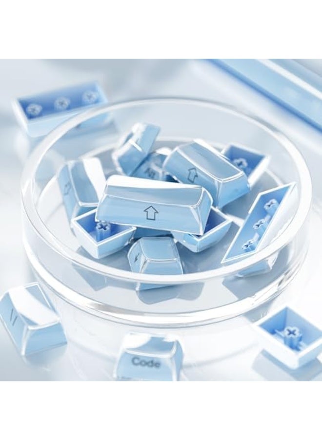 XVX Blue Keycaps, Crystal Jelly Keyboard Keycaps OEM Profile Side Printed Keycap Set Compatible with 61/68/84/87/98/100 ANSI Layout MX Switches Mechanical Keyboard - Image 3