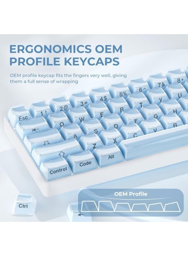 XVX Blue Keycaps, Crystal Jelly Keyboard Keycaps OEM Profile Side Printed Keycap Set Compatible with 61/68/84/87/98/100 ANSI Layout MX Switches Mechanical Keyboard - Image 5