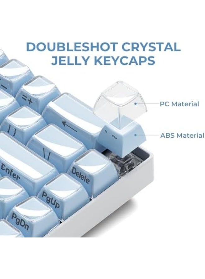 XVX Blue Keycaps, Crystal Jelly Keyboard Keycaps OEM Profile Side Printed Keycap Set Compatible with 61/68/84/87/98/100 ANSI Layout MX Switches Mechanical Keyboard - Image 4