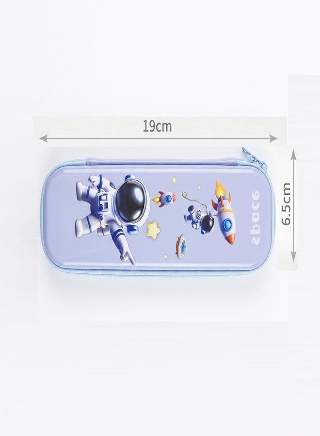 BLLUEX Space Theme Pencil Case for Kids, Large Capacity, EVA Hardtop, Waterproof, Cartoon Astronaut Pen Pouch Organiser for School Supplies (Light Blue) - Image 3