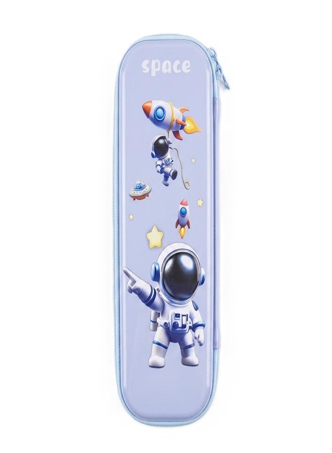BLLUEX Space Theme Pencil Case for Kids, Large Capacity, EVA Hardtop, Waterproof, Cartoon Astronaut Pen Pouch Organiser for School Supplies (Light Blue) - Image 1